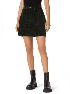 DL1961 Dark Pine Green Georgia Velvet Mini Skirt Festive Holiday 27 Small